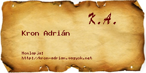 Kron Adrián névjegykártya